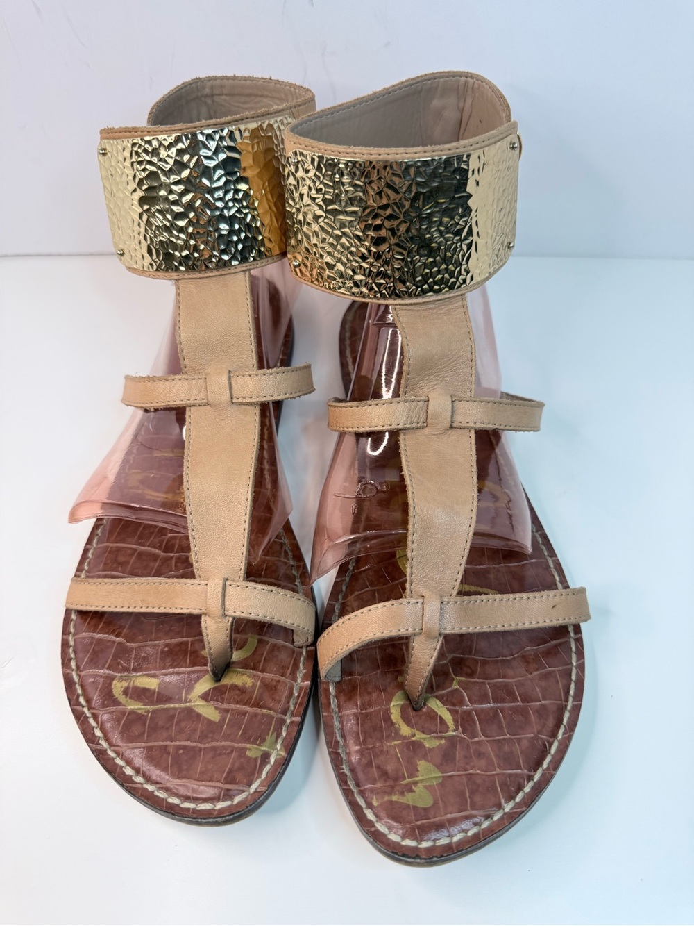 Sam Edelman Genette Leather Gladiator Sandals Gold Cuff Size 9.5M